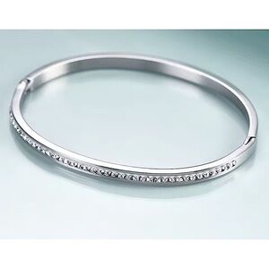 Sparkling Hinged Bangle‎ Bracelet | Yellow Gold Filled